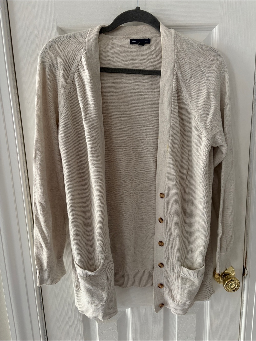 GAP Cream Button-Front Knit Cardigan